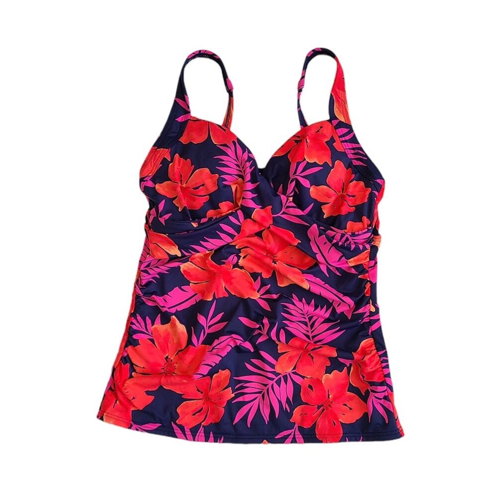 Lands End Tankini Swim Top WOMENS 2 Twist Underwire Deep Sea Waikiki